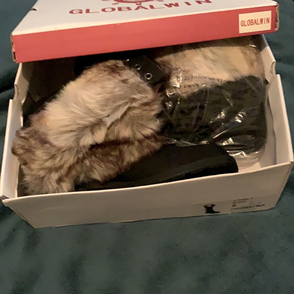 Brand new size 9 black boots with fur zippers buckles and laces